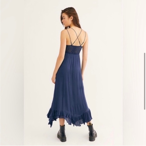 Free People Adella Maxi Slip Dress in Midnight Blue Small - Picture 3 of 13